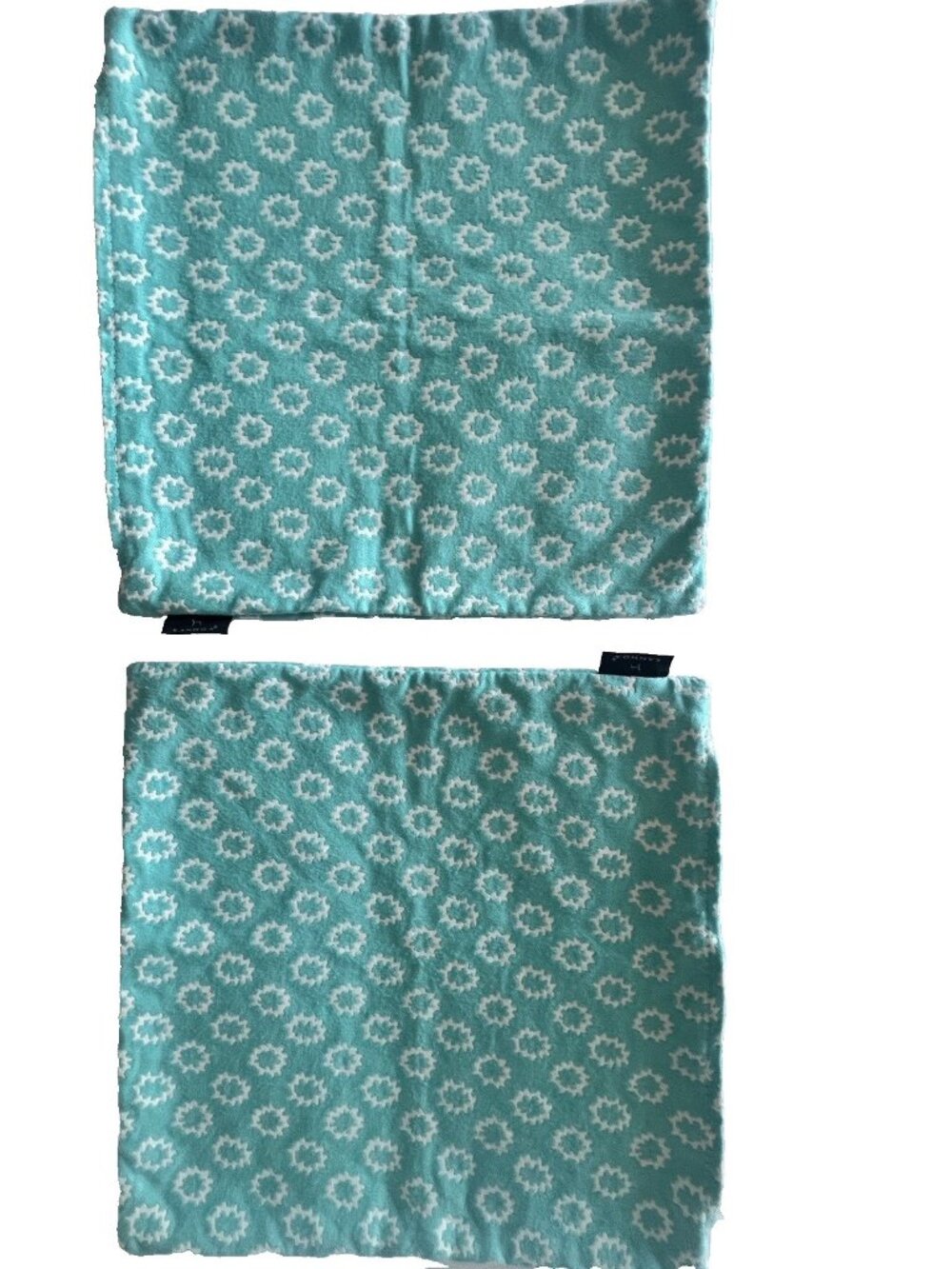 Pair KANNOA Indoor Outdoor Pillow Covers TEAL White 18" x 18" Mandala Decorative